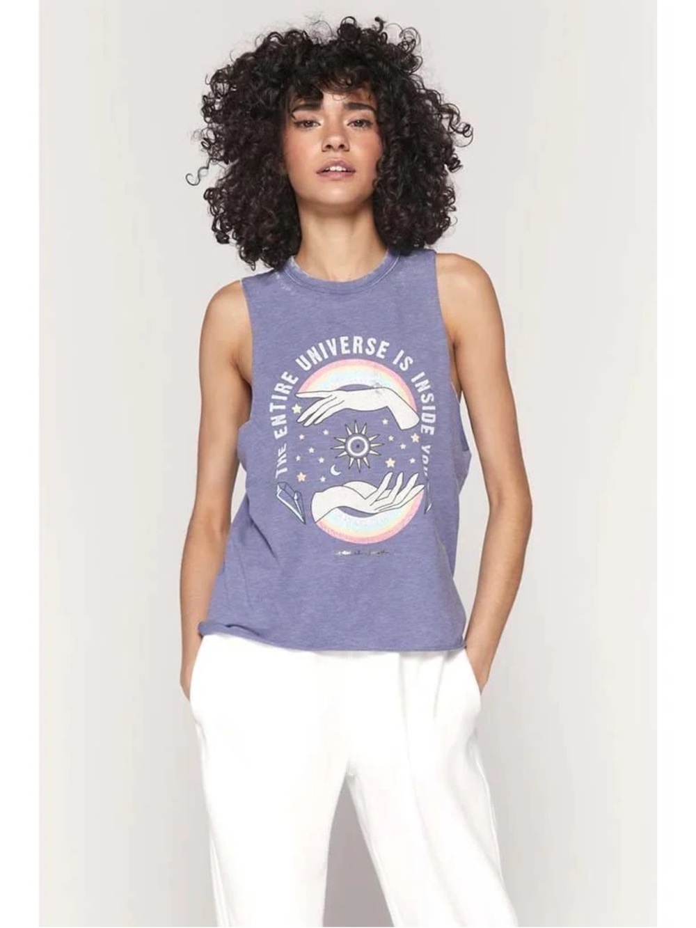 NWT Spiritual Gangster Lavender/blueish Celestial Graphic Tank size medium